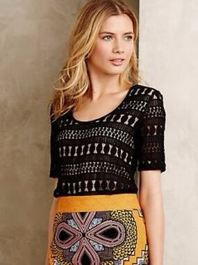 Anthropologie • Wolven Black Lacework Tee || Small